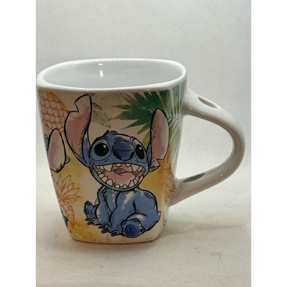 Disney Jerry Leigh Stitch Ceramic Mug With Tropical Design 12 Oz - Picture 1 of 7